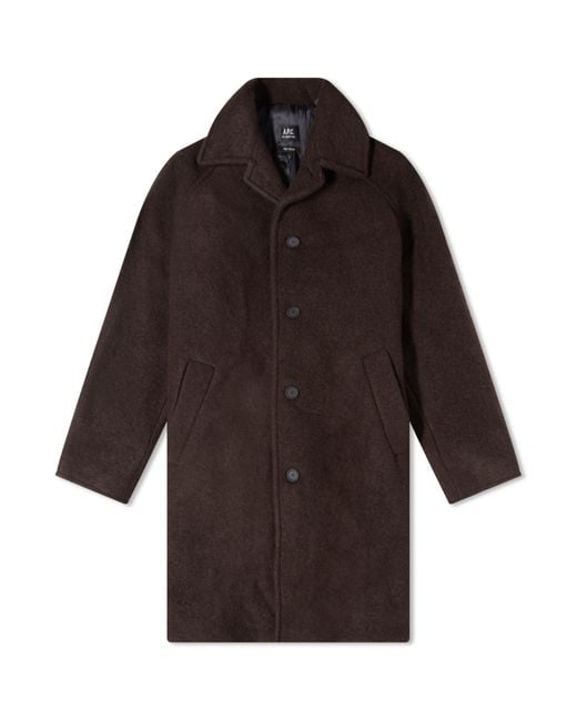 A.P.C. Brown Gaston Wool Overcoat for men