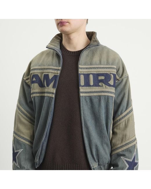Amiri Gray Sport Denim Track Jacket for men