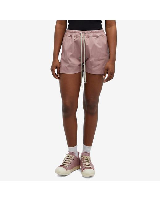 Rick Owens Red Gabe Leather Shorts