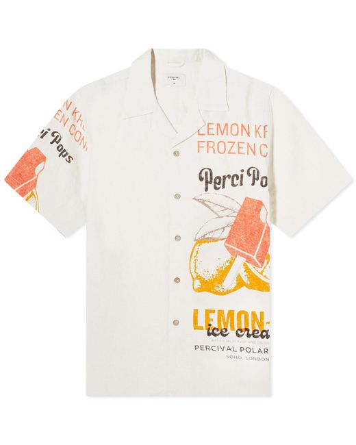 Percival White Lemon Kreme Cuban Shirt for men