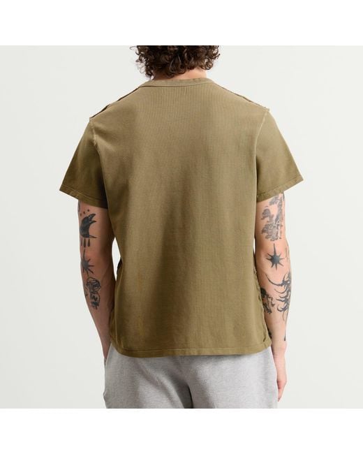 Les Tien Green Pique Cotton T-Shirt for men