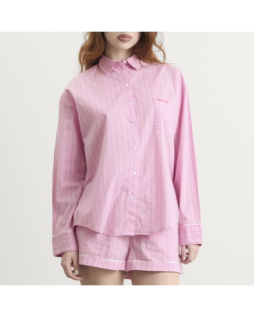 Calvin Klein Pink Cotton Poplin Pyjama Set