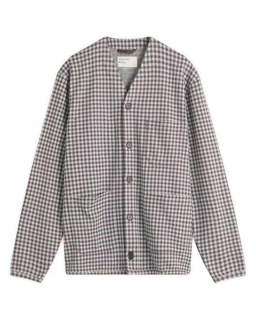Universal Works Gray Gingham Cotton Cardigan for men