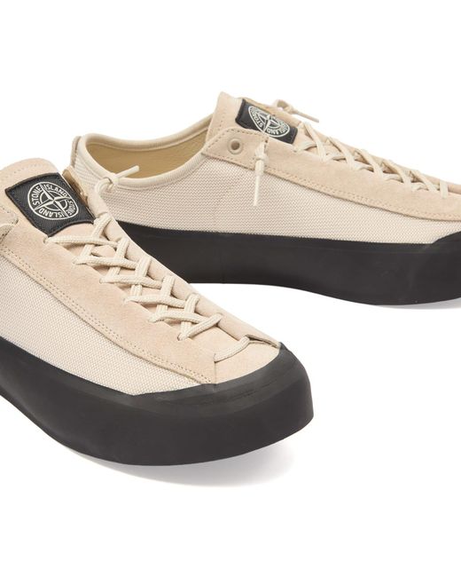 Stone Island White Low Top Sneakers for men