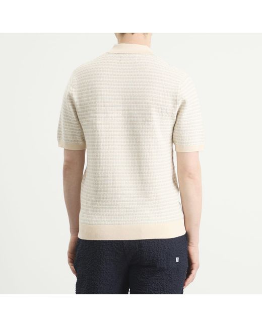 Wax London Natural Naples Mini Geo Knit Polo for men