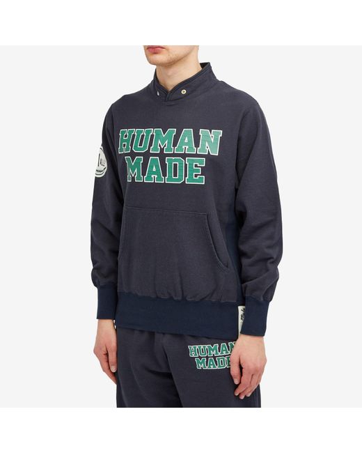 Human Made Blue Stand Collar Sweat for men