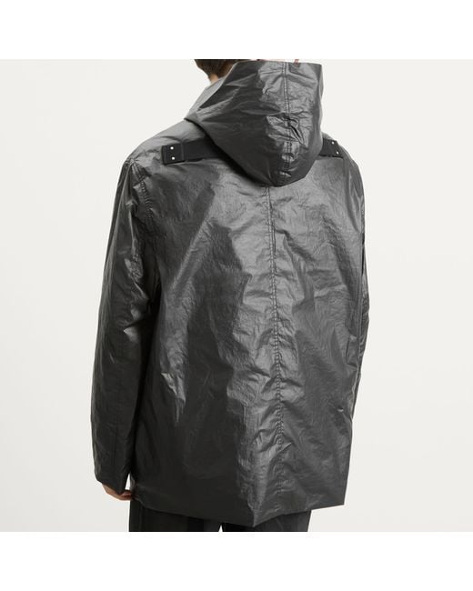 Rick Owens Gray Coated Poplin Cropped Mac for men