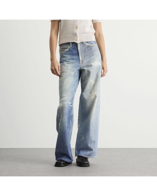 Our Legacy Blue Wide Leg Distressed Jeans