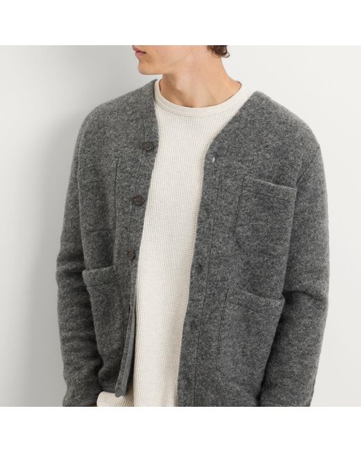 Universal Works Gray Wool Fleece Cardigan for men