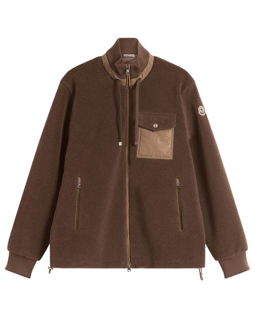 Moncler Brown Teddy Fleece Zip Up Fleece for men