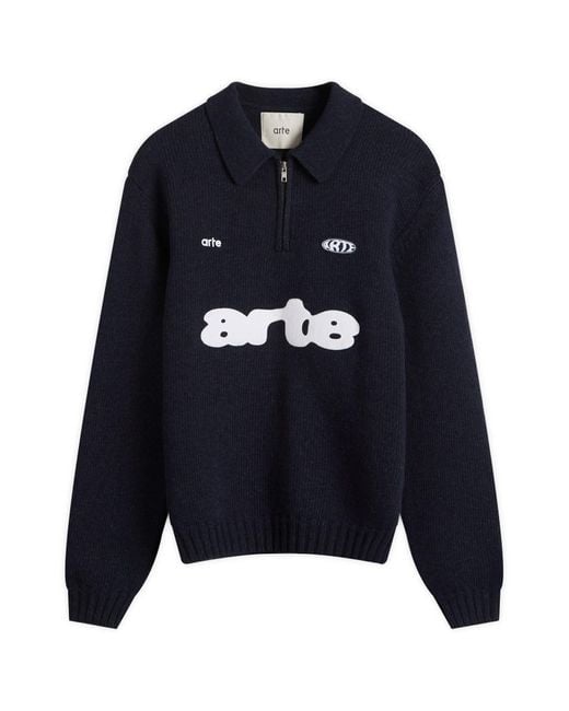 Arte' Blue Football Knit Polo Jumper for men
