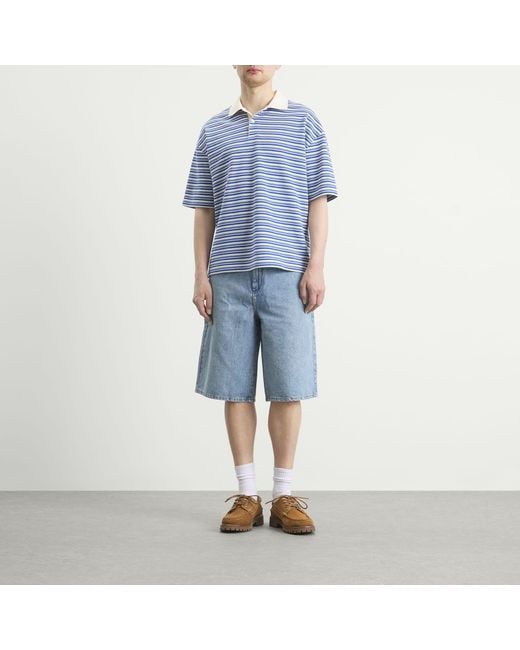 A.P.C. Blue Ruben Jacquard Stripe Polo for men