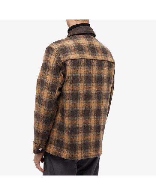 A.P.C. Brown New Emile Check Wool Work Jacket for men