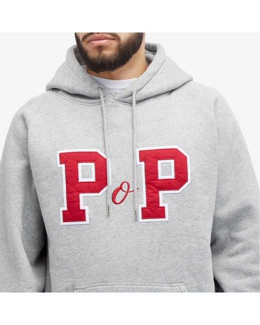 Pop Trading Co. Gray College P Hooded Sweat for men