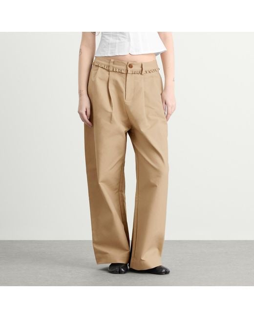 My Mum Made It Natural Pleat Cotton Trousers