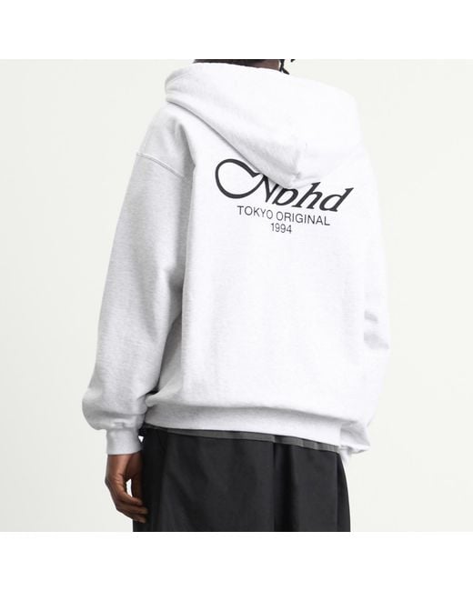 Neighborhood White Staple Logo Zip Hoodie for men