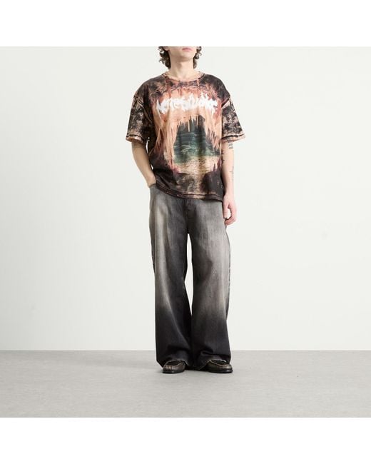 Acne Brown Cave Print T-Shirt for men