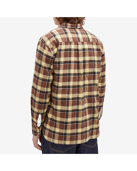 Universal Works Brown Lazy Day Check Shirt for men