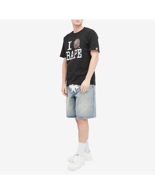 A Bathing Ape Black I Love Bape T-Shirt for men