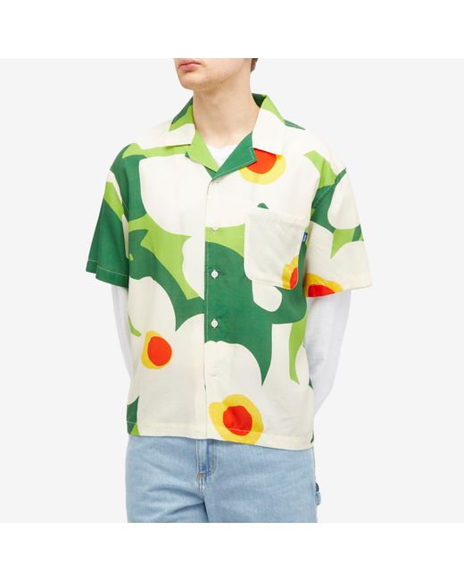 AWAKE NY Green Floral Camp Collar Shirt for men