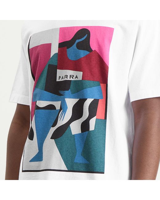 by Parra Blue Reading The Square T-Shirt for men