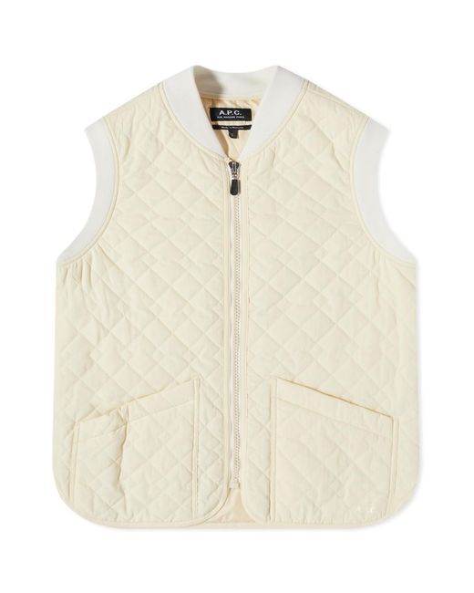 A.P.C. Natural Silas Quilted Vest for men