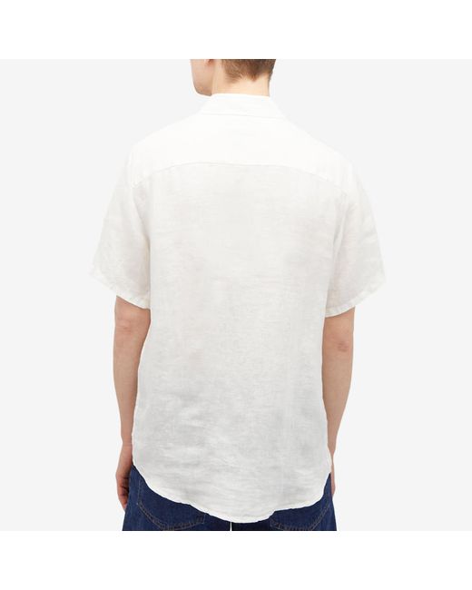 A.P.C. White Bellini Short Sleeve Linen Shirt for men