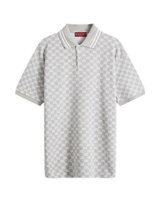 Gucci Gray Gg Cotton Piquet Polo Shirt for men