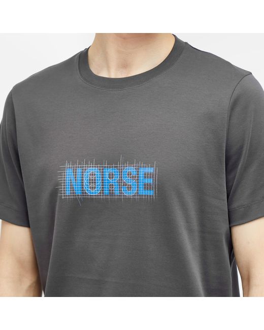 Norse Projects Gray Jakob Organic Interlock Grid Print T-Shirt for men