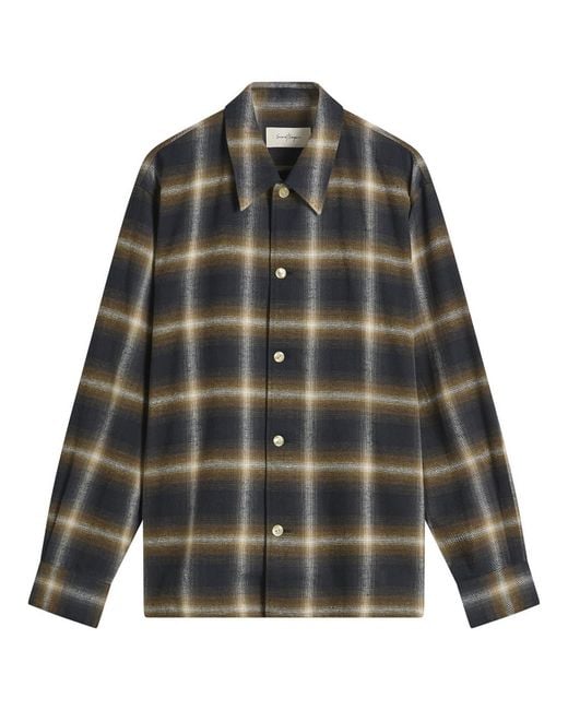 Second/Layer Green Second Layer Logan Ombre Long Sleeve Check Shirt for men