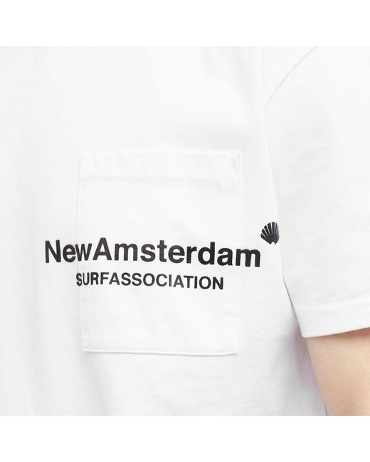 New Amsterdam Surf Association White Throw Pocket T-Shirt for men