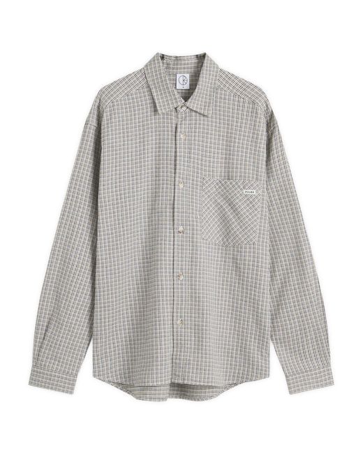 POLAR SKATE Gray Mitchell Check Long Sleeve Shirt for men