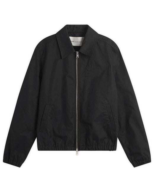 AMI Black Zipped Jacket With Embossed Ami De Coeur for men