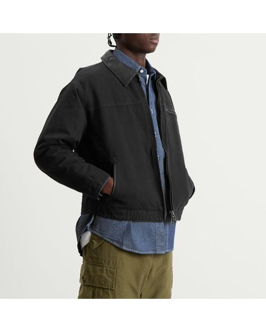 FRIZMWORKS Heavy Canvas Destroyed Work Jacket in Black for Men