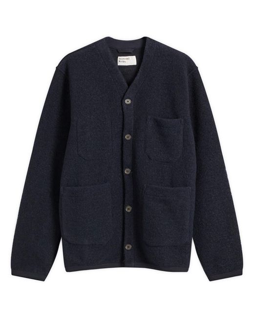 Universal Works Blue Wool Fleece Cardigan for men