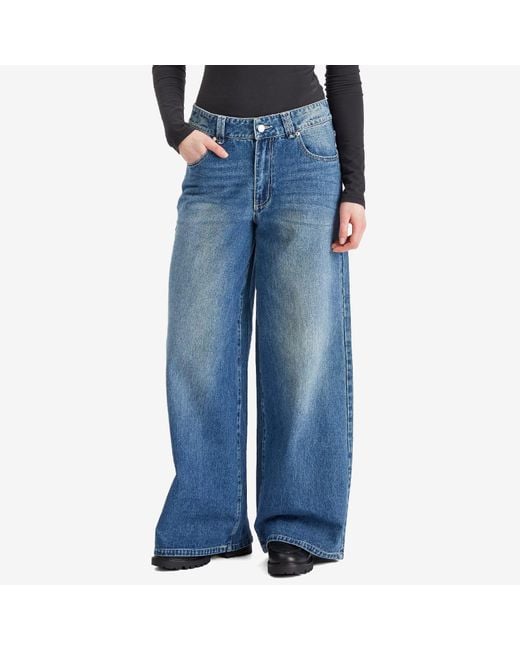 House Of Sunny Blue Low Rise Wide Leg Jeans