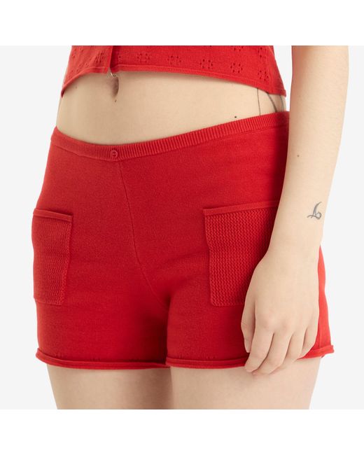 Peachy Den Red Marie Knit Shorts