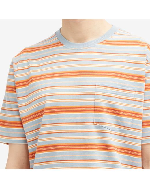 Beams Plus Multicolor Multi Stripe Pocket T-Shirt for men