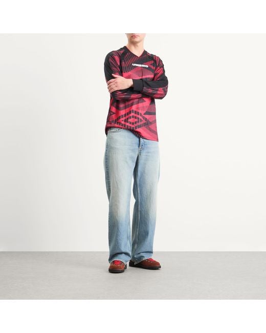 Umbro Red Printed Long Sleeve Jersey for men