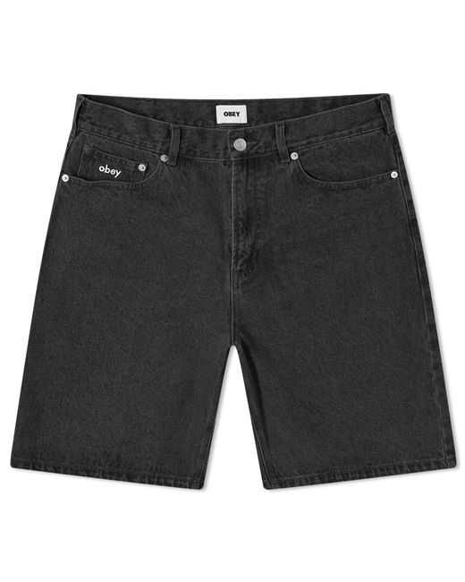 Obey Black Bigwig Baggy Denim Shorts for men