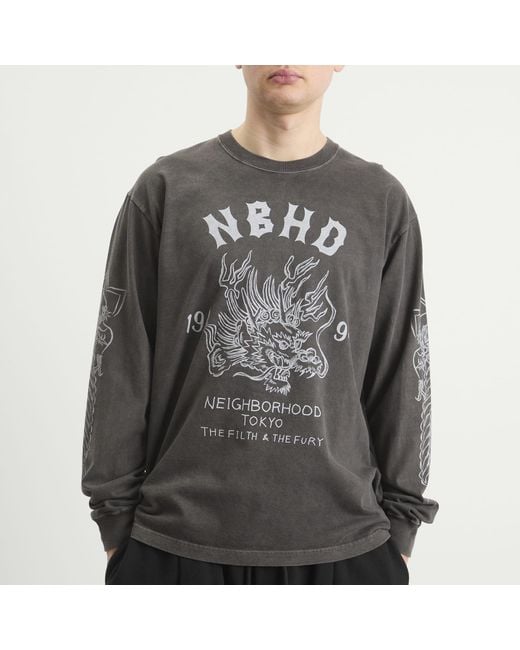 Neighborhood Gray Ls-14 Souvenir Long Sleeve T-Shirt for men
