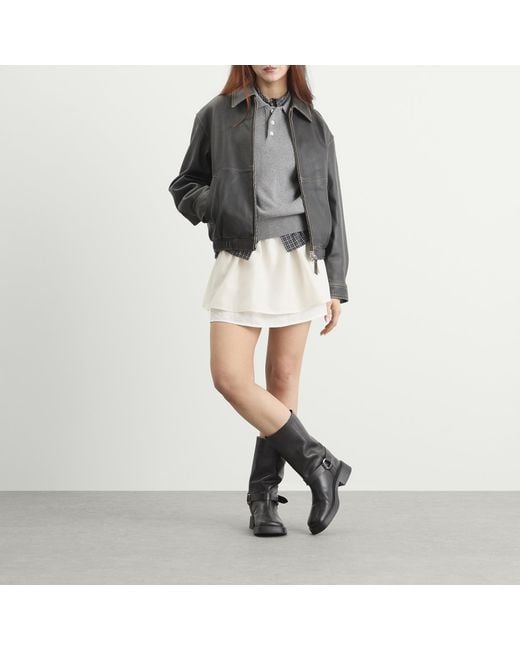 DUNST Gray Drizzler Leather Jacket