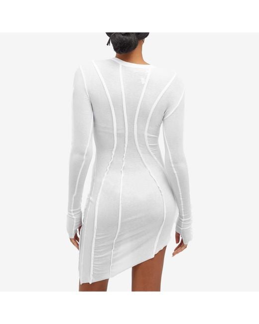 SAMI MIRO VINTAGE Asymmetric Long Sleeve Mini Dress in White | Lyst