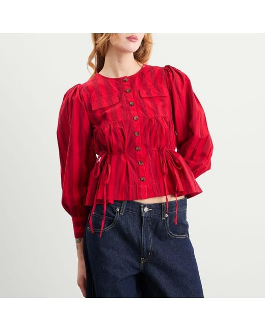 Damson Madder Red Charlize Stripe Blouse