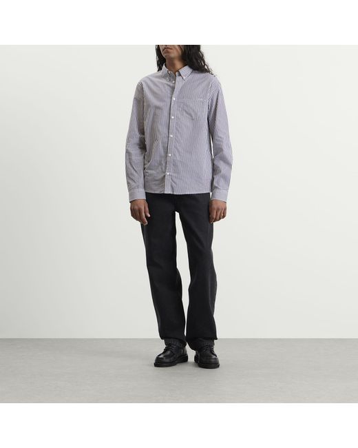 A.P.C. Blue New Greg Stripe Poplin Shirt for men