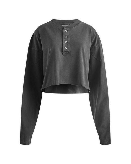 Joah Brown Black Vintage Henley Long Sleeve Top