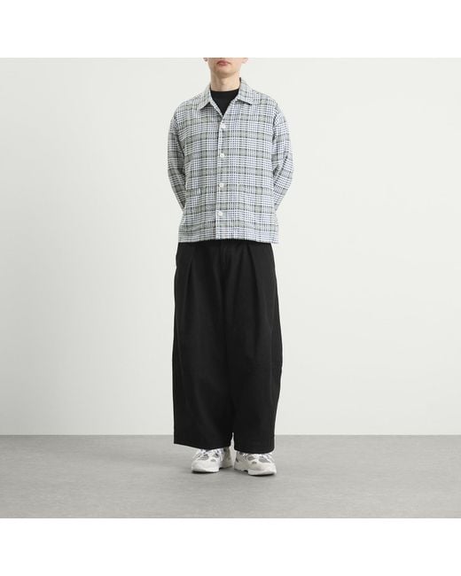 YMC Gray Cotton Check Pj Overshirt for men