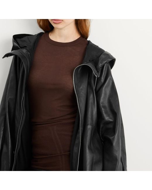 Rick Owens Black Zip Front Hooded Jacket