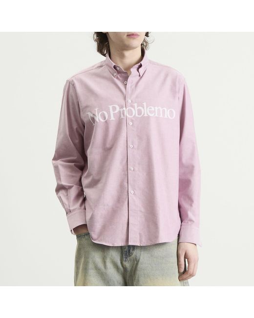 No Problemo Pink Logo Oxford Shirt for men