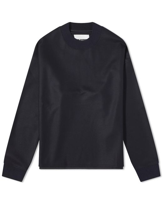 Jil Sander Melton Wool Crew Sweat in Blue for Men | Lyst